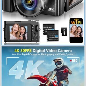 4K Ultra HD Digital Video Camera - Black